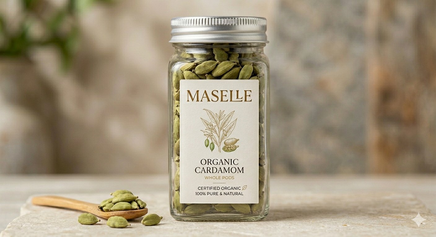 Maselle Organic Cardamom jar